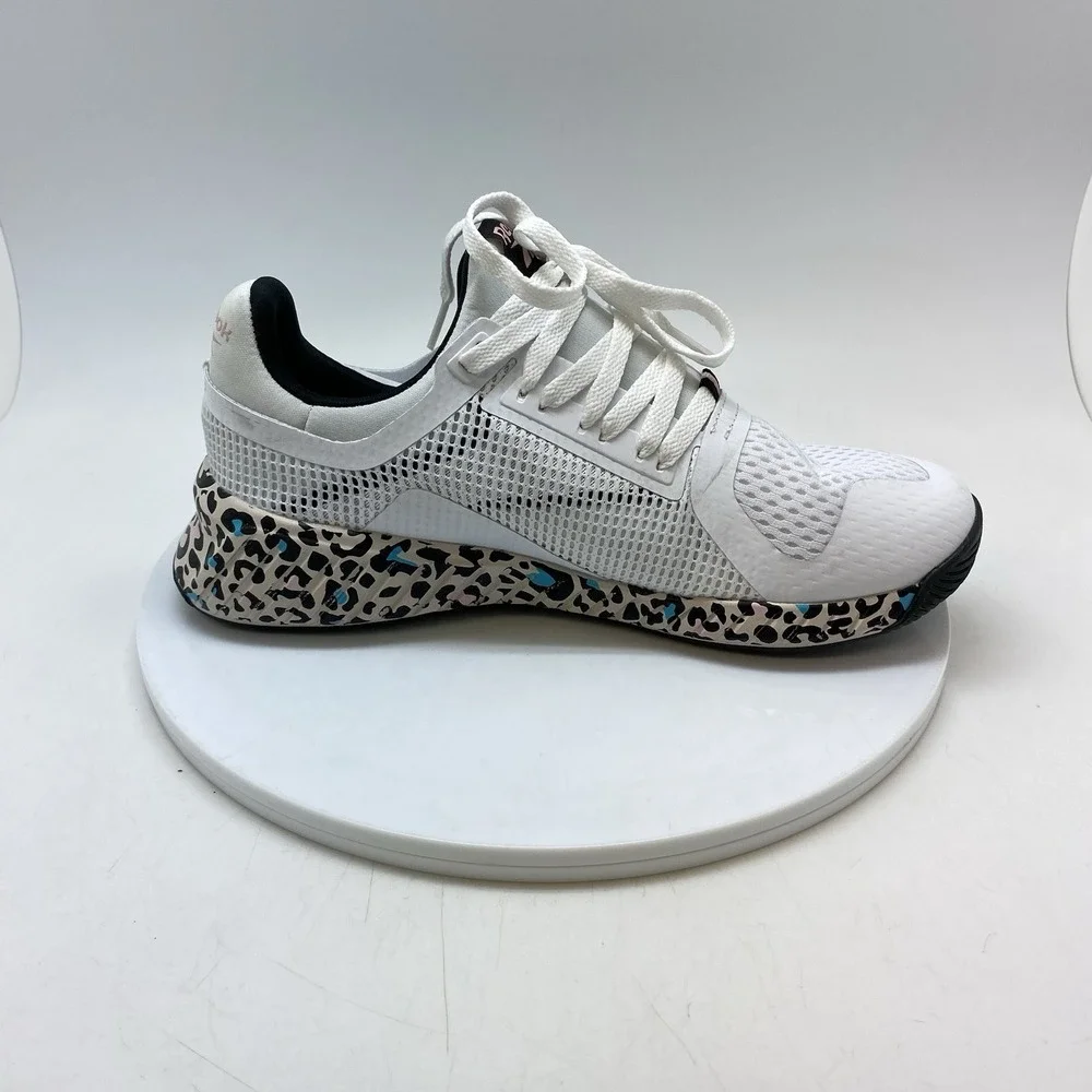 Reebok Sneakers Womens 9 Galaxy 5 White Leopard Print Running Athletic Shoes